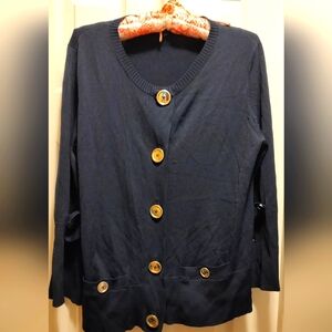 Anne Klein deep navy blue top L